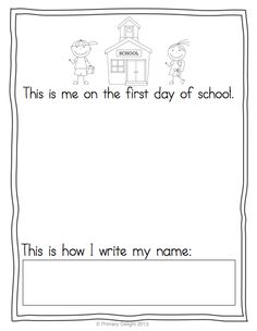 the first day of school worksheet for students to practice their handwriting and writing skills