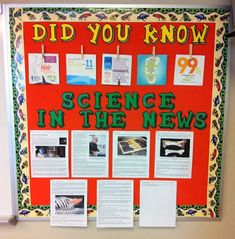 a bulletin board with pictures on it that says did you know science in the news?