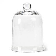 a clear glass bell with a domed top on a white background for use as a decoration