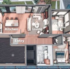 an aerial view of a two bedroom, one bathroom and living room in a house