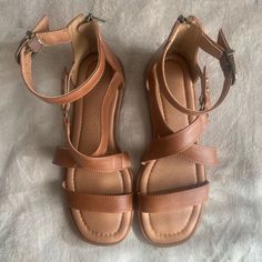 Crown Vintage Gladiator Strap Brown Sandals Size 8m Worn Twice, Pretty Much Brand New. There Is Nothing Wrong With Them, Just Not My Style. These Sandals Seem Very Durable, High Quality, Gladiator Style. I Just Bought Them This Season At Dsw! Smoke And Pet Free Home Vacation Sandals With Ankle Strap Medium Width, Medium Width Ankle Strap Sandals For Vacation, Beach Sandals With Ankle Strap Medium Width, Medium Width Ankle Strap Sandals For Beach, Flat Sandals With Buckle Closure Medium Width, Flat Sandals With Buckle Closure And Medium Width, Flat Sandals With Buckle Closure, Summer T-strap Sandals Medium Width, Brown Wedge Sandals With Adjustable Strap And Round Toe