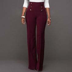 Women's High Waist Solid Color Flared Pants Type: Flared Pants Gender: Female Size Type: Regular Pant Style: Wide Leg Pants Material: COTTON Material: Polyester Material: Nylon Fit Type: LOOSE SLACKS Length: Full Length Decoration: Button Decoration: Fake ZippersWaist Type: HIGH WAIST Garment Care: Hand-Wash Style: Casual ❤ Occasion: Daily Life, Shopping, Travel, Dating, Office, etc ❤ Features: Solid Color, High Waist, Wide Leg, Sliming and Fit, Flared ❤ Slim fit, Stylish with High Waist, makes Color Wide Leg Pants, Slim And Fit, Flared Trousers, Bell Bottom Pants, Flare Trousers, Trouser Style, Flared Pants, Shopping Travel, Type Of Pants