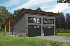 a two car garage is shown in this artist's rendering for the house plans