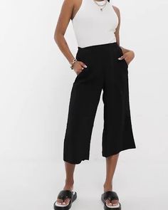 Petite by Vero Moda Petite Down-low looks High rise Stretch-back waistband Side pockets Wide leg Vacation Checklist, Culotte Pants, Summer Inspiration, Summer Festival, Summer Essentials, Color Trends, Occasion Wear, Dress Shop, Topshop