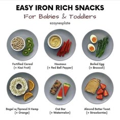 an image of easy iron rich snacks for babies and toddlers to eat in the morning