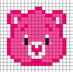 a cross stitch pattern with a pink cat's face in the shape of a heart