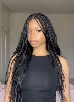 Open Weave Hairstyles, Braided Leave Out, Straight Braids For Black Women, Pic And Drop Braids, Buss Down Braids, Braids With Layers, Sew In With Braids, Braids Inspo For Black Women, Moesha Braids