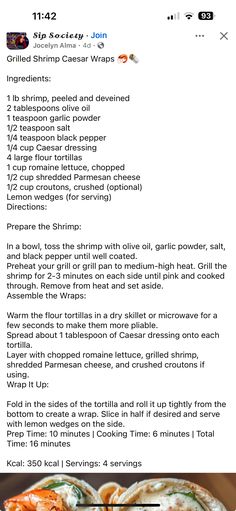 the recipe is displayed on an iphone screen, and it appears to be in english