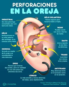 an ear with the words in spanish and english, labeled to describe what it's like