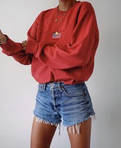 Denim Shorts Outfit, Summer Shorts Outfits, 50 Style, Shorts Outfit, Trendy Summer Outfits, Cute Fall Outfits, Mode Inspo, Outfit Goals, Mode Vintage