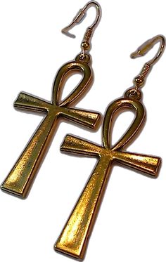 Ankh-shaped Metal Earrings For Gift, Ankh Shaped Metal Earrings For Gift, Nickel-free Ankh Gold Earrings, Ankh Symbol, Nickel Free Earrings, Ethnic Earrings, Free Earrings, Stainless Steel Earrings, Earrings Dangle