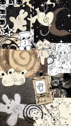 an assortment of stickers are shown in this collage, including teddy bears and stars