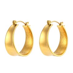 Introducing the Groove is in the Hoop Earrings, where classic elegance meets modern design! These stunning hoops feature a unique textured interior that catches the light with every move, adding an unexpected twist to the traditional hoop earring. Crafted from high-quality stainless steel and finished with a luxurious 18K gold coating, these earrings are both hypoallergenic and durable, perfect for daily wear. The Groove is in the Hoop Earrings are designed to elevate any outfit, whether you’re Luxury Traditional Small Hoop Earrings, Luxury Hoop Earrings With A Modern Twist, Luxury Hypoallergenic Elegant Hoop Earrings, Classic Luxury Hoop Earrings, Luxury Hinged Modern Hoop Earrings, Luxury Hoop Earrings With Plating, Luxury Modern Hoop Earrings With Gold-tone Hardware, Luxury Gold Hoop Jewelry, Luxury Elegant Design Hoop Earrings