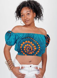 Adunni African print Off Shoulder Cropped Top - Ray Darten | Buy Now on Sellox African Print Top, Ankara Blouse, African Blouses, African Print Tops, The Ray, Off Shoulder Crop Top, Day At The Beach, Print Crop Tops, Shoulder Crop Top