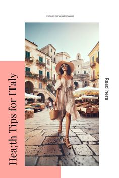 Woman in summer dress and hat walking through an Italian marketplace. Authentic Italian Dishes, Italian Village, Explore Italy, Mediterranean Cuisine