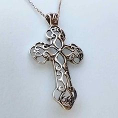 This Sterling Silver Jewelry Cross On Delicate 18" Chain Is Attached To Original Package ( On "Sterling Silver Display Card) And Was Never Worn. Cross Measure 1.5" In Length & Is 1" Wide Across. Cross Is Marked #925 Across Back. Sterling Silver Box Style Chain Has A Spring Clasp, And Measures 18" Long. In Good Condition, Clean And Shiny, With Just A Bit Of Tarnish, And The Packaging ( "Sterling Silver Display Card) Is Disintegrating With Bits Of Dust. Measures Chain Length- 18" Pendant Cross Len Elegant Silver Chain Cross Necklace, Elegant Hypoallergenic Cross Pendant Jewelry, Elegant Cross Necklace With Box Chain For Gift, Elegant Silver Chain Cross Necklace Gift, Elegant Cross Necklace With Box Chain, Nickel-free Sterling Silver Elegant Cross Necklace, Elegant Sterling Silver Nickel-free Cross Necklace, Elegant Nickel-free Cross Pendant Necklace, Elegant Nickel-free Silver Cross Necklace