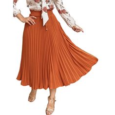 Orange Pleated Lace-up High Waist Skirt High Waist Skirt, Petticoat, Waist Skirt, High Waisted Skirt, High Waist, Lace Up, High Waisted, Skirt, Orange