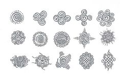 an image of different designs in the form of circles and spirals on white paper