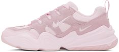 Low-top paneled suede and mesh sneakers in pink. · Lace-up closure · Logo embroidered at padded tongue · Padded collar · Pull-loop at heel tab · Swoosh embroidered at sides · Textured rubber midsole · Treaded rubber outsole Please note that this item may only be shipped within North America. Supplier color: Pearl pink/Pink foam