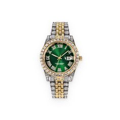 Emerald Face Watch - Trendha Shoes Instagram, Clothes Model, Watch Gears, Diamond Watches For Men, Instagram Beauty, Timeless Gifts, Classic Jewelry, Two Tone Watch, Brass Jewelry