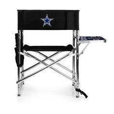 a black and silver chair with a star on it