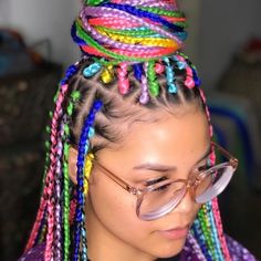 Unicorn Braids, Afro Loki, Box Dreads, Colorful Braids, Color Braids, Abc Party, Colored Box Braids, Rainbow Braids, Luxurious Hair