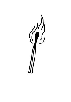 a black and white drawing of a burning match