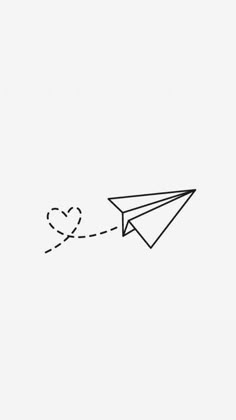 a drawing of a paper airplane with a heart coming out of it