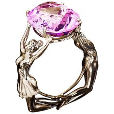 Material: Palladium 950, Sterling Silver Rhodium Stone: Pink Amethyst 13,14 ct Size: 53 & 54 European Size AENEA's MAGGIE & RUDI Collection Exceptional Ring with Pink Amethyst with 13,14 carat handcrafted in Palladium, sterling silver and rhodium. In golden homage to Rudolf Nureyev and Dame Margot Fonteyn, this memento celebrates the power of passion and dedication. He said they danced ‘with one body, one soul’. Amethyst Jewelry Ring, Rings Amethyst, Antique Cocktail Ring, Aquamarine Cocktail Ring, Amethyst Cocktail Ring, Figural Jewelry, Black Onyx Stone, Amethyst Jewelry, Handcrafted Rings