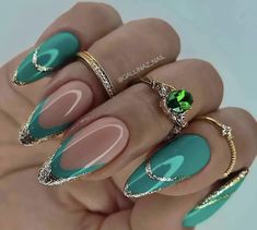 Turquoise Nail Designs, Teal Nail Designs, Aqua Nails, Teal Nails, Turquoise Nails, Bright Nails, Design Nails, Nail Art Summer, Chic Nails