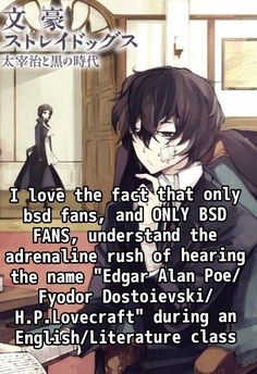 an anime character with the caption i love the fact that only bd fans, and only bds