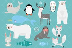 an image of animals that are in the shape of snowflakes and polar bears