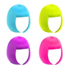 PRICES MAY VARY. [WHAT'S IN IT?] This package includes 4 bachelorette party wigs, enough to meet your various needs. These short neon bob wigs would make you more attractive. Wear the colored wigs on and make a nice pose post on your social media, how about share it now? [EXCELLENT BACHELORETTE PARTY IDEAS] This colorful bob wigs will be perfect gifts for your girlfriend and female friends Besides, these fancy short bob hair wigs for women are suitable for the bachelorette party. [PREMIUM QUALIT Bachelorette Wigs, Crazy Wigs, Women Party Favors, Colorful Bob, Flat Bangs, Party Favors Bachelorette, Bachelorette Sunglasses, Short Bob Hair, Colorful Wigs