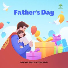 a father's day poster with a man hugging his daughter