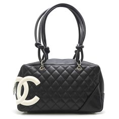 Chanel Cambonline Bowling Handbag Black Lambskin Chanel Cambonline Bowling Handbag Black Lambskin W32cmxh15cmxd10cm Black Soft Leather Designer Bag, Chanel Bowling Bag, Chanel Cambon Bag, Black Box Bag With Top Handle And Gold-tone Hardware, Chanel Vintage Jumbo Flap, High-end Black Box Bag With Detachable Handle, Black Handbags, Bowling, Bag Lady