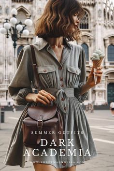 A Guide to Dark Academia Summer Fashion & Outfits - Sweet Magnoliaa Dark Academia For Summer, Light Academia Aesthetic Summer, Dark Academia Date Outfit, Spring Dark Academia Outfits, Colorful Academia Outfit, Academia Summer Fashion, Dark Academia Style Summer, Academia Outfits Summer, Summer Academia Aesthetic