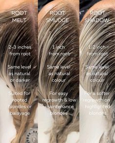 Blonde For Fine Hair, Shadow Root Formula Shades Eq, Foilage Technique Hair, Shadow Root Melt, Toning Formulas, Hairstylist Tips, Root Smudge Blonde, Traditional Highlights, Cosmo Hair