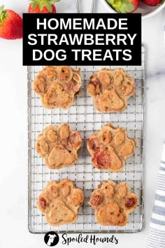 homemade strawberry dog treats on a cooling rack