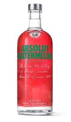 an empty bottle of absolut watermelon on a white background with the words absolut written below it