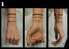 three different pictures of hands with cross tattoos on their wrist and wristbands, one showing