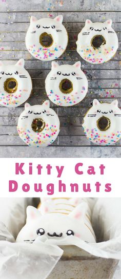 kitty cat doughnuts with sprinkles on top and in the middle