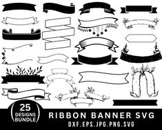 ribbon banner svg bundle includes 25 ribbons, bows and banners for your design project