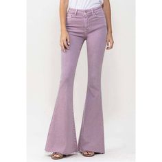 Comfort Stretch Jean - High Rise - Super Flare Jean - Raw Hemline - Color Jeans - Full Length F. Rise: 10" / Inseam: 34'' / Leg Opening: 26'' 92% Cotton 6% Polyester 2% Spandex Model Is 5' 9'' Wearing Size 26 Super Flare Jeans, Monkey Jeans, Color Jeans, Flying Monkey Jeans, Flying Monkey, High Jeans, Stretch Jeans, Colored Jeans, Flare Jeans