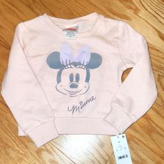 Brand New, Disney Junior Minnie Mouse Fleece Lined Sweatshirt Pink Cotton Minnie Mouse Tops, Cute Pink Mickey Mouse Tops, Cute Pink Mickey Mouse Top, Pink Long Sleeve Disney T-shirt, Cute Minnie Mouse Long Sleeve T-shirt, Cute Long Sleeve Minnie Mouse T-shirt, Pink Long Sleeve Minnie Mouse Top, Pink Mickey Mouse Crew Neck Top, Disney Pink Tops With Cartoon Print