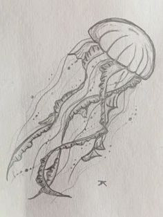 a drawing of a jellyfish in the water