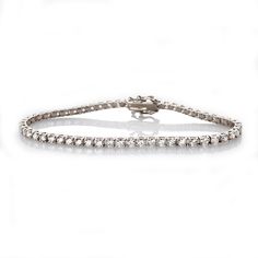 Bracelets 6" / White Gold Medium 14K Gold and Diamond Tennis Bracelet 3 ct 4-Prong Setting Bezel Set Earrings, Signature Bracelet, Multiple Bracelets, Diamond Stacks, Bridal Diamond Jewellery, Diamond Tennis Bracelet, Linking Rings, Diamond Education, Bridal Bands