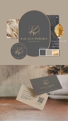 the business card is designed to look like it has gold foil on it