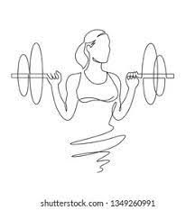 a line drawing of a woman lifting a barbell