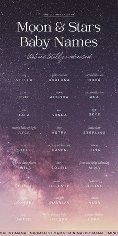 the moon and stars baby names poster