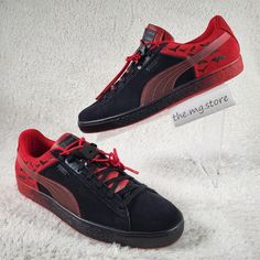 Puma X Batman Suede Classic Black Barbados Cherry Shoes Size 11.5 New 383291-01. Item Condition Is New With Box Features: Sneaker Solid Size: Mens 11.5 Condition: New With Box Black Suede Sneakers With Red Sole, Black Leather Puma Sneakers, Black Slip-on Puma Sneakers, Black Puma Sneakers With Round Toe, Cherry Shoes, Barbados Cherry, Mens Soccer Cleats, Puma Rs-x, Nike Cleats